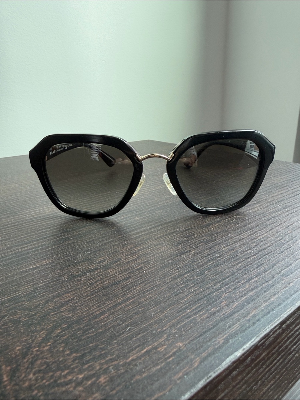 Prada Black Oversized Geometric Women's Sunglasses with case